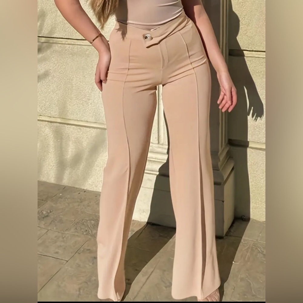 NIP- Tailored Khaki Wide Leg Pants
